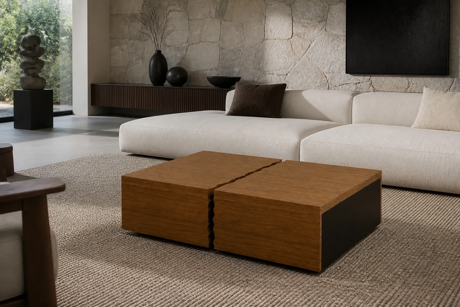 Monolith Coffee Table shown in contemporary living room